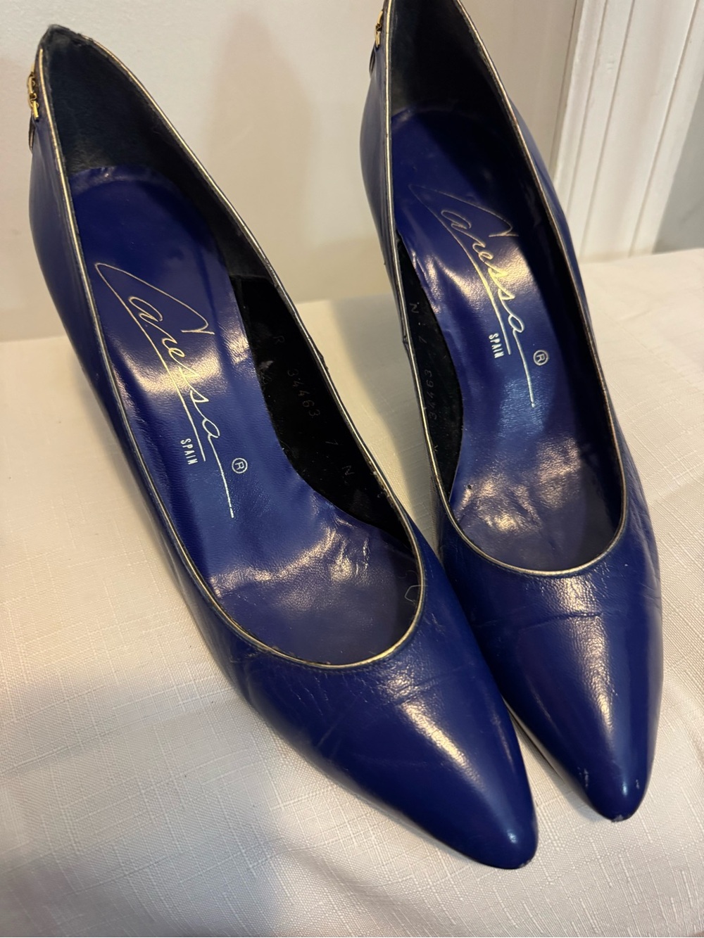 Caressa Royal Blue Pointed-Toe Leather Pumps Size 7N